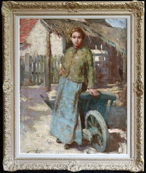 William Lee Hankey Breton Farm Girl 19th Century Oil Figure In