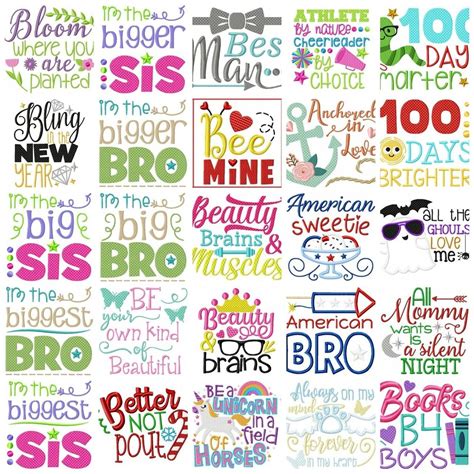 J1901huge Collection Of Over 180 Word Art Machine Embroidery Design