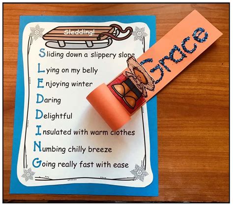 Slip Sliding Away Winter Name Sled Craft Poems And Writing Prompts