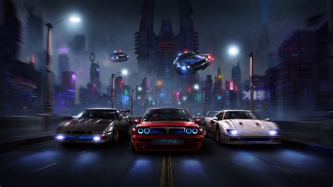 Download 1920x1080 wallpaper racers night, chase, cars ...