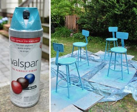 It's the queen bee among color ideas for painting kitchen cabinets since it goes beautifully with any and all home decor. Spray Painting Metal Kitchen Stools A Happy Turquoise ...