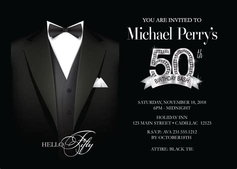 Mens 50th Birthday Invitation Adult 50th Birthday Party Etsy