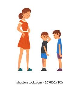 Angry Mother Scolding Her Naughty Sons Stock Vector Royalty Free Shutterstock