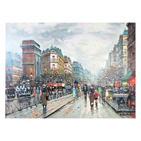 Impressionist Parisian Street Scene Original Oil On Canvas Signed At