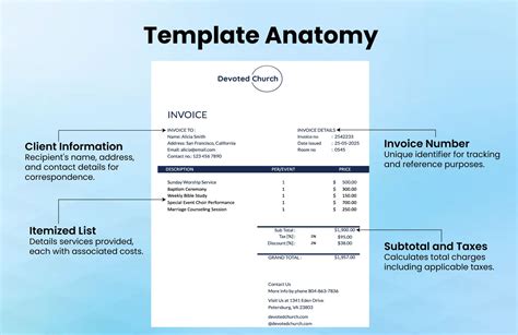 Church Invoice Template In Gdocslink Ms Word Pages Numbers Portable