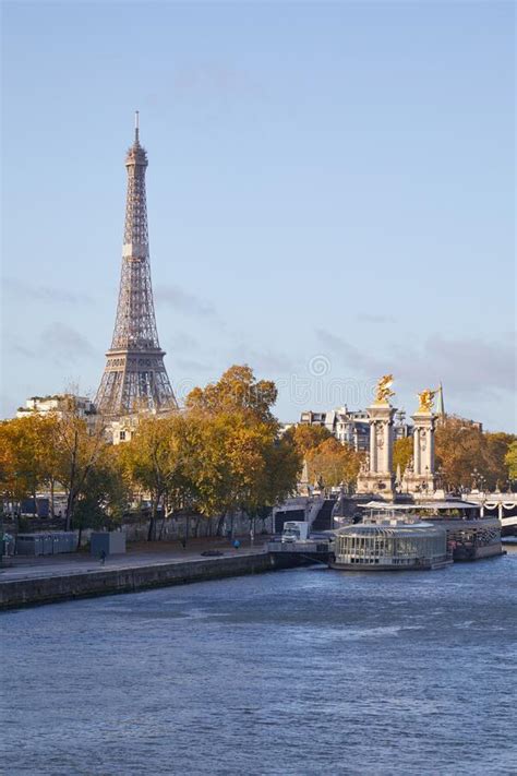Eiffel Tower And Alexander Iii Bridge And Seine River View In A Sunny