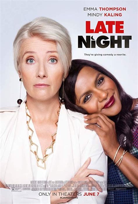 The Movie Poster For Late Night Starring Two Women One With White Hair