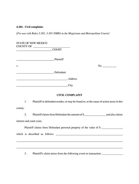 Civil Complaint Form Fill Online Printable Fillable Blank Pdffiller