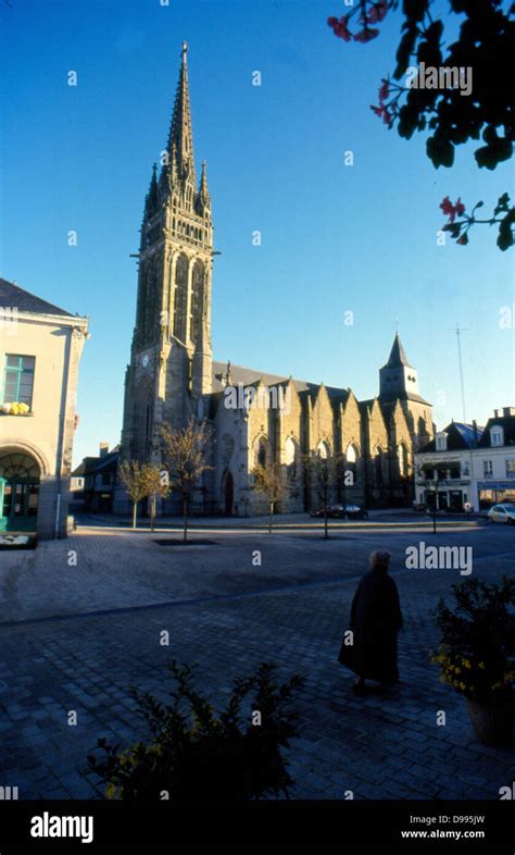 France Brittany La Guerche De Bretagne Church Spire Stock Photo Alamy