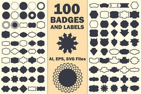 100 Label Shapes Vector Designs