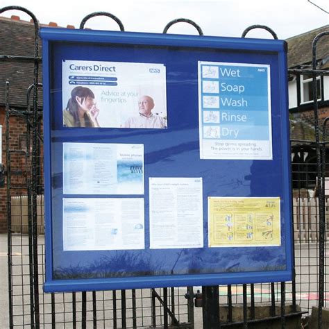 Rail Mounted External Notice Board With Single Shatterproof Door And