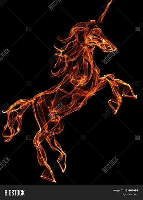 Flaming Unicorn Fire Image And Photo Free Trial Bigstock