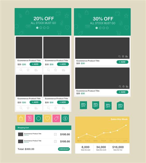 Free Psd Flat E Commerce Ui Kit Designbump