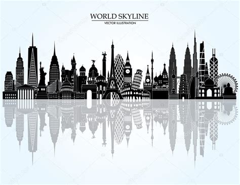 World Skyline Detailed Silhouette — Vector De Stock