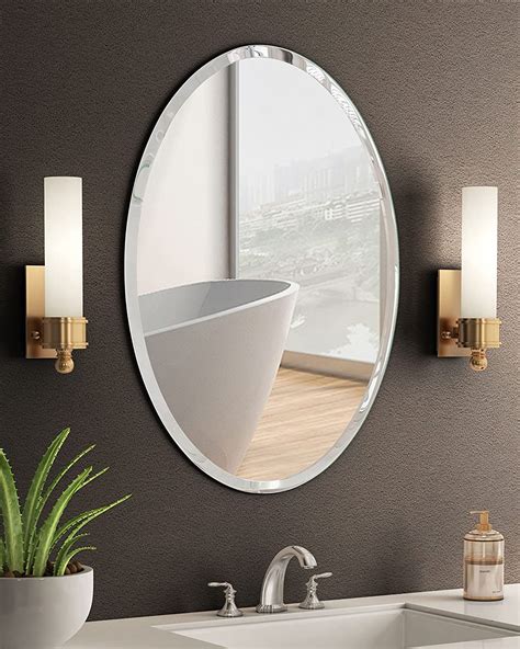 Kohros Oval Beveled Polished Frameless Wall Mirror For