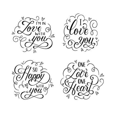 Free Vector Black Lettering Love Stickers