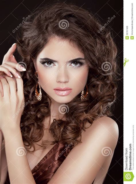 Hair Beautiful Brunette Woman Healthy Long Brown Hair Be Stock Photo