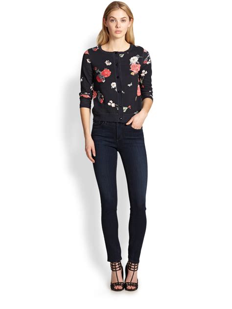 Lyst Alice Olivia Eva Beaded Floral Cardigan Sweater