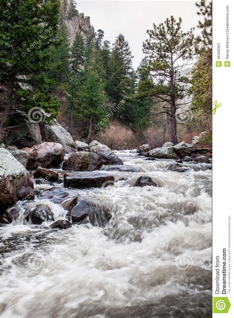 Estes Park Colorado Rocky Mountain River Landscape Stock