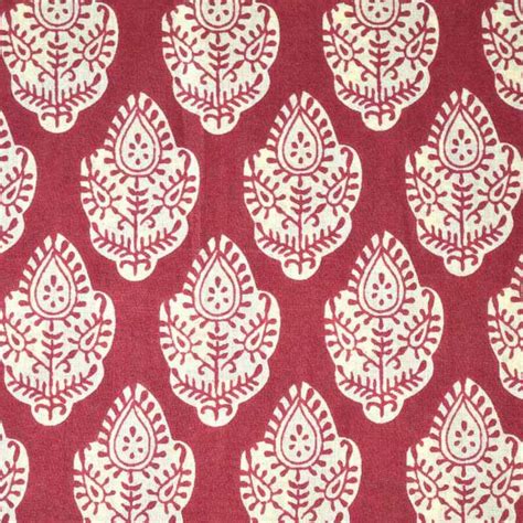 Buy Red And White Sanganeri Hand Block Print Indian Cotton Fabric