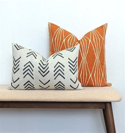 Mid Century Modern Pillow Cover 20x20 Orange Pillow Cover Etsy Mid