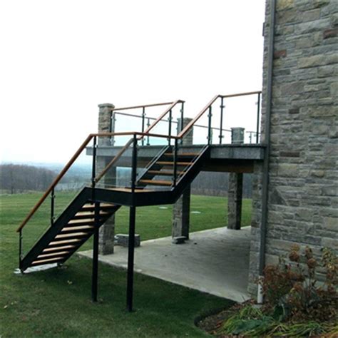 Prefabricated Outdoor Metal Stairs With Glass Railing Design My XXX