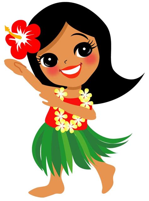 Hawaiian Aloha Tropical Hawaiian Dancers Easy Drawings Cartoon Clip Art