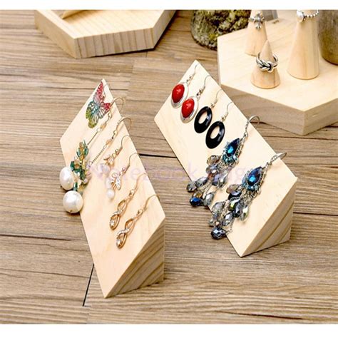 Plain Wooden Jewellery Hook Earrings Jewelry Display Holder Stand