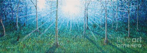 Sunrise Through Blue Mountain Gum Trees Original Painting By Mikhael