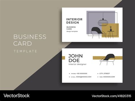 Interior Design Business Card Template Royalty Free Vector