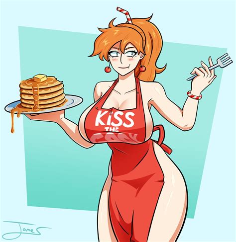 Rule 34 Apron Apron Only Big Ass Big Breasts Blue Eyes Eating Jamesthespectre Kiss The Cook