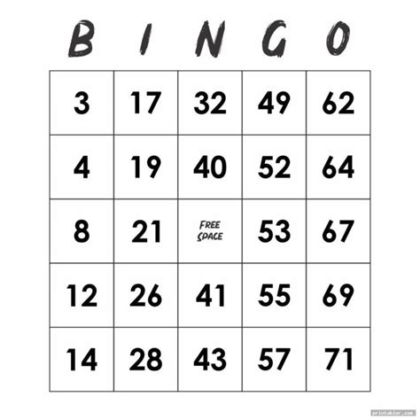Printable Bingo Numbers 1 75 Gridgit Printable Bingo Cards