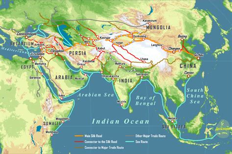 The Silk Road And Arab Sea Routes 11th And 12th Centuries Mapa De