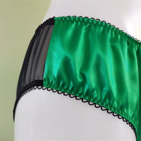 Emerald Green And Black Chiffon Panties — Naseeb Kaur Lingerie