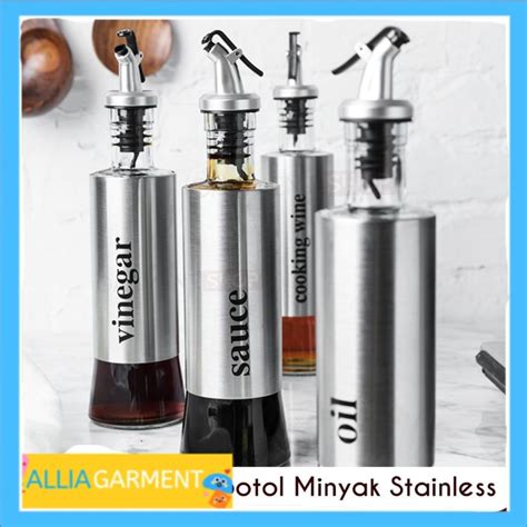 Jual Botol Minyak Goreng Kaca Stainless Steel Tempat Kecap Syrup Olive Oil