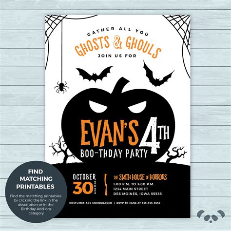 Halloween Birthday Party Invitation Pumpkin Spooky Halloween Etsy