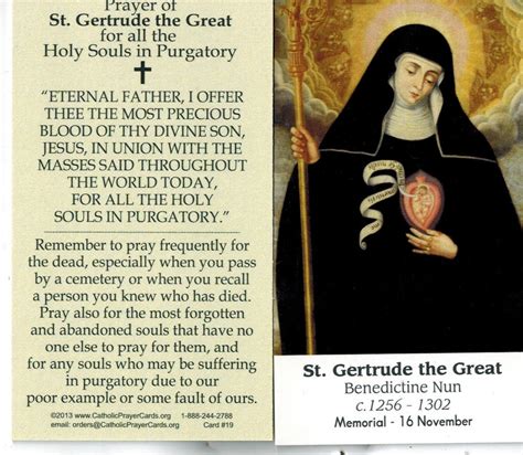 Prayer Of Saint Gertrude The Great For The Souls In Purgatory