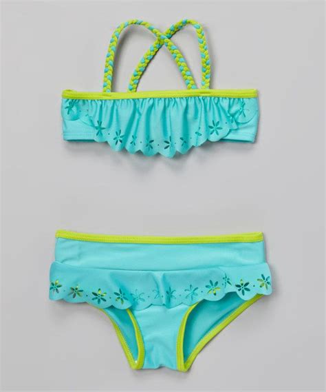 Take A Look At This Rugged Bear Turquoise Flower Ruffle Bikini Infant