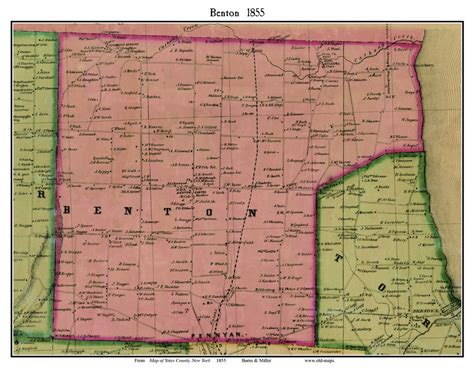 Benton New York 1855 Old Town Map Custom Print Yates Co Old Maps