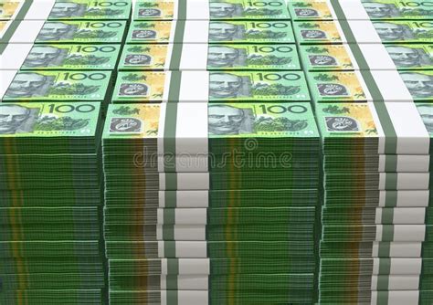 Australian Dollar Notes Pile Stock Image Image Of Green Four