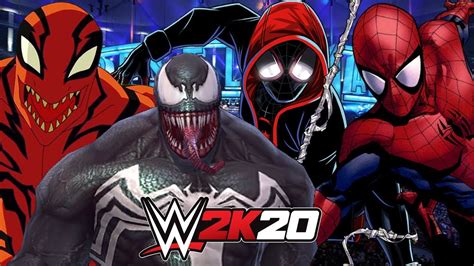Wwe 2k20 Spider Man Vs Miles Morales Vs Venom Vs Carnage Youtube