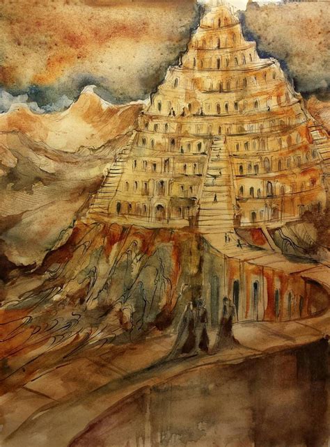 Tower Of Babel Original Painting Ancient Architecture Babylon Etsy