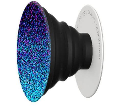 An Image Of A Blue And Purple Glitter Phone Holder On A White