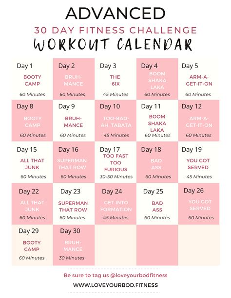 Free 30 Day Advanced Home Workout Challenge Love Your Bod