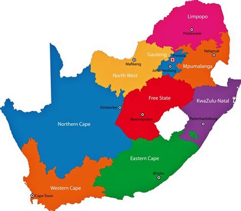 South Africa Map Of Regions And Provinces