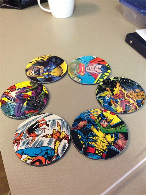 Modge Podge Circular Metal Plates Comic Book Covers