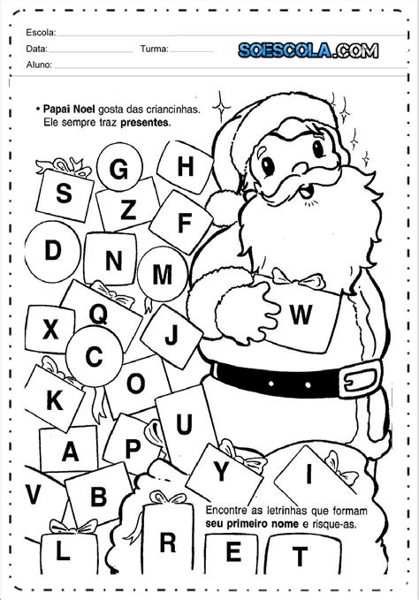Atividades De Natal Para Educação Infantil Encontre As Letras — SÓ Escola