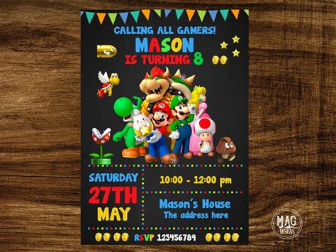 Mario Bros Invitation Mario Bros Birthday Invitation Mario Bros Party