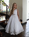Sequin Trimmed Lace First Communion Dresses for Girls | First Communion ...