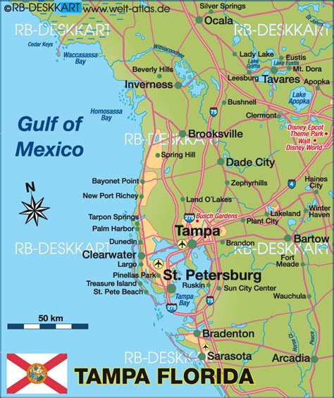 Map Of Tampa Region Region In United States Of America Usa Florida